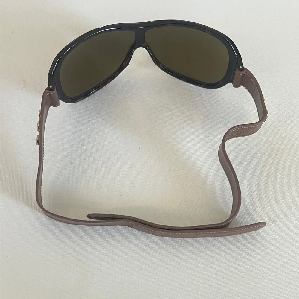 Tory Burch Orange Saffiano Case with Brown Frameless Sunglasses